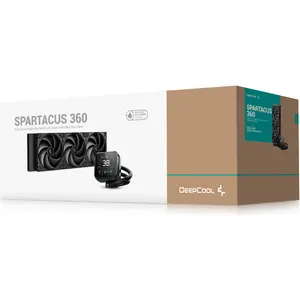 DeepCool SPARTACUS 360 AIO Liquid CPU Cooler, 3.4" 480x480 LCD Display, 6th Gen Pump, ARGB Silent Ring Fans - Black
