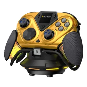 EasySMX D15 Dune 8K Wireless PC Gaming Controller, 8000Hz Polling Rate, 1.3 Inch LCD Screen, TMR Joysticks, RGB, with Magnetic Charging Dock - Gold