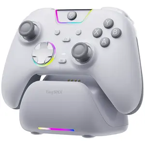 EasySMX X05 Pro Wireless Gaming Controller with Charging Dock | Hall Effect Joysticks, Ultra-Quiet Buttons, 2-Stage Triggers, 1000Hz Polling, Programmable - White