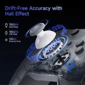 EasySMX X05 Pro Wireless Gaming Controller | Hall Effect Joysticks, Ultra-Quiet Buttons, 2-Stage Triggers, 1000Hz Polling, Programmable - Black