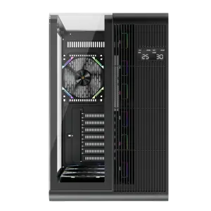 1st Player RT7 Black Edition Gaming Case, Triple Tempered Glass, Advanced Cooling with 7 Fan Support, USB-C & LED Display, Spacious for High-End Builds, 4x XF7 ARGB Fans Pre-installed