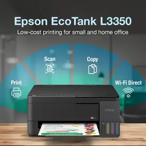 Epson EcoTank L3350 A4 Wi-Fi All-in-One Ink Tank Color Printer, Scanner, Copier, 5760x1440dpi Print Resolution, Up to 7500 Prints Composite Ink Bottles Yield~ (Official Warranty)