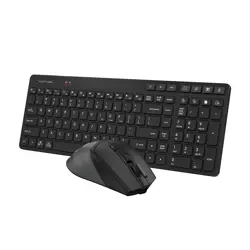 A4Tech Fstyler FB2800C Air2 Bluetooth & Wireless Keyboard & Mouse Combo | Type-C Rechargeable, Dual Mode, Silent Click - Black