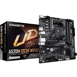 Gigabyte A520M DS3H WIFI6E AMD AM4 DDR4 MicroATX Motherboard | 1x PCIe 3.0 M.2 Slot, Wi-Fi 6E, Bluetooth 5.3, 1 GbE LAN, USB 3.2 Gen 1