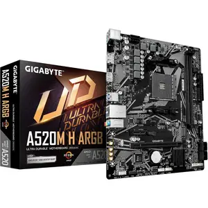 Gigabyte A520M H ARGB AMD AM4 DDR4 MicroATX Motherboard | PCIe 3.0 x4 M.2, Integrated ARGB Header