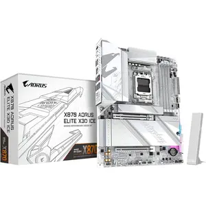 Gigabyte X870 AORUS Elite X3D ICE AMD AM5 ATX Motherboard, DDR5, 16+2+2 Power Phase, 4X M.2, PCIe 5.0, USB4, WIFI7, PCIe-EZ Latch Plus