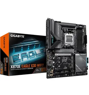 Gigabyte X870E EAGLE X3D WIFI7 Wifi7 AMD AM5 ATX Motherboard | DDR5, 16+2+2 Power Phase, 4X M.2, PCIe 5.0, USB4 Type-C, WIFI7, 5 GbE, PCIe EZ-Latch