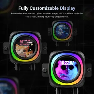 ID-Cooling FX240 LCD 240mm AIO Liquid CPU Cooler | 1.48" Customizable LCD Display, 300W TDP, Dual Low Noise ARGB Fans - Black