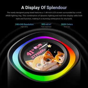 ID-Cooling FX240 LCD 240mm AIO Liquid CPU Cooler | 1.48" Customizable LCD Display, 300W TDP, Dual Low Noise ARGB Fans - Black