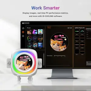 ID-Cooling FX240 LCD White 240mm ARGB AIO Liquid CPU Cooler | 1.48" Customizable LCD Display, 300W TDP, Dual Low Noise ARGB Fans - White