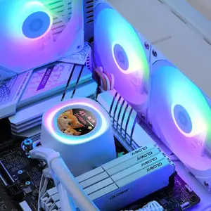 ID-Cooling FX240 LCD White 240mm ARGB AIO Liquid CPU Cooler | 1.48" Customizable LCD Display, 300W TDP, Dual Low Noise ARGB Fans - White