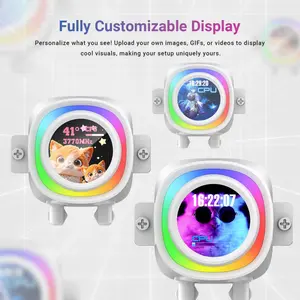ID-Cooling FX240 LCD White 240mm ARGB AIO Liquid CPU Cooler | 1.48" Customizable LCD Display, 300W TDP, Dual Low Noise ARGB Fans - White