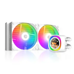 ID-Cooling FX240 LCD White 240mm ARGB AIO Liquid CPU Cooler | 1.48" Customizable LCD Display, 300W TDP, Dual Low Noise ARGB Fans - White