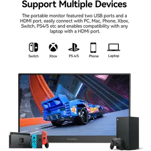 KOORUI E1511A Portable Monitor, 15.6" FHD IPS Display, 1080P 60Hz Resolution, HDMi + Type C Interface, LED Backlight, Built-In Speaker, Black