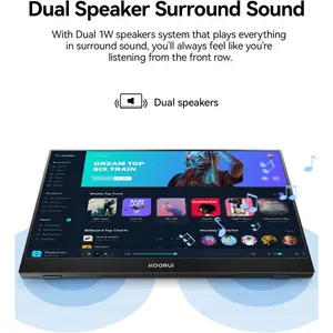 KOORUI E1511A Portable Monitor, 15.6" FHD IPS Display, 1080P 60Hz Resolution, HDMi + Type C Interface, LED Backlight, Built-In Speaker, Black