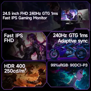 KOORUI G2511X 24.5" FHD IPS 240Hz Gaming Monitor, 1ms Response Time, Adaptive Sync, HDR400, 90% DCI-P3, 99% sRGB - Black