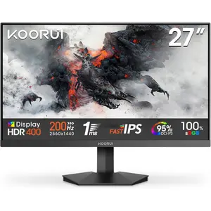 KOORUI G2721P 27" QHD IPS 200Hz Gaming Monitor, 1ms Response Time, HDR400, 95% DCI-P3, Adaptive Sync