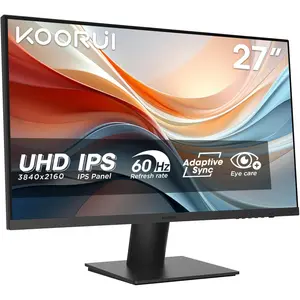 KOORUI N07 27" 4K UHD IPS Gaming Monitor, 60Hz Refresh Rate, Up to 6ms Response Time, OD Accelerated, Free-Sync & G-Sync Technology, VESA Compatible, Black