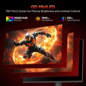 KOORUI S2721PM 27-Inch IPS Mini-LED 200Hz QHD Gaming Monitor, 1ms, HDR 1000, Adaptive Sync, Lifting Adjustable, VESA Mountable, HDMI/DP, Low Blue Light, 99% SRGB