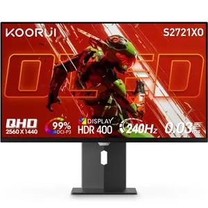 KOORUI S2721XO 27 Inch Gaming Monitor, 240Hz, QD-OLED, QHD 1440P, 0.03ms, HDR 400, Adaptive Sync, Lifting Adjustable, VESA Mountable, HDMI/DP, Low Blue Light, 99% SRGB