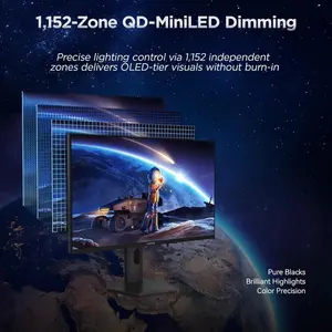 KOORUI S2741LM 27" 4K QD-Mini LED Gaming Monitor, Dual-Mode (UHD 160Hz/FHD 320Hz), 1ms, 99% Adobe RGB, HDR1400, 90W USB-C, HDMI 2.1/DP1.4, VESA, Height Adjustable Stand