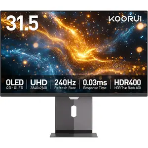 KOORUI S3241XO 31.5-Inch OLED UHD 240Hz Gaming Monitor, 0.03ms, HDR True Black 400 Adaptive Sync, HDMI 2.1 & DP 1.4, USB Type-C, Height Adjustable Stand, Low Blue Light, 99% SRGB, 99% DCI-P3