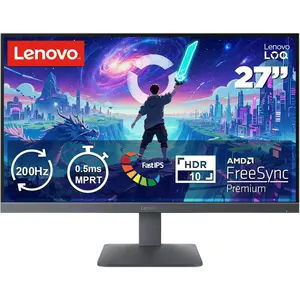 Lenovo Legion LOQ 27-10 27" FHD 200Hz Gaming Monitor | 0.5ms MPRT, AMD FreeSync Premium, HDR10, Tilt Stand, 2X HDMI 2.1 and DP 1.4, Raven Black