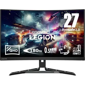 Lenovo Legion R27qc-30 27" WQHD 180Hz Curved Gaming Monitor | 0.5ms, 350 cd/m² Brightness, VA Panel, Adaptive Sync and AMD FreeSync, Anti-Glare, Raven Black