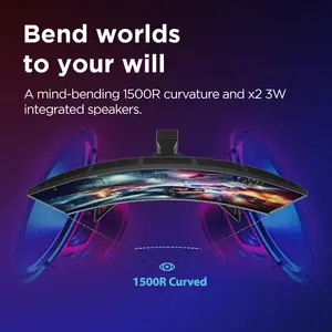 Lenovo Legion R27qc-30 27" WQHD 180Hz Curved Gaming Monitor | 0.5ms, 350 cd/m² Brightness, VA Panel, Adaptive Sync and AMD FreeSync, Anti-Glare, Raven Black