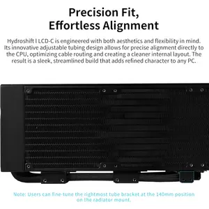 Lian Li Hydroshift II 360 Fanless LCD Liquid CPU Cooler, 2.1" IPS LCD Display 480x480, 3 Control Mode,  Fits Most PC Fans - Black