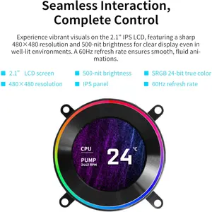 Lian Li Hydroshift II 360 Fanless LCD Liquid CPU Cooler, 2.1" IPS LCD Display 480x480, 3 Control Mode,  Fits Most PC Fans - Black
