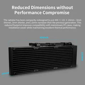Lian Li Hydroshift II 360 Fanless LCD Liquid CPU Cooler, 2.1" IPS LCD Display 480x480, 3 Control Mode,  Fits Most PC Fans - Black