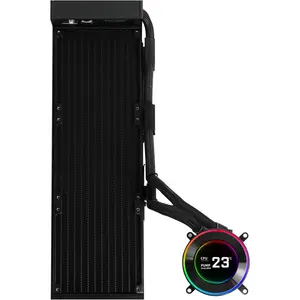 Lian Li Hydroshift II 360 Fanless LCD Liquid CPU Cooler, 2.1" IPS LCD Display 480x480, 3 Control Mode,  Fits Most PC Fans - Black
