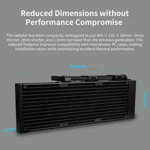 Lian Li Hydroshift II 360 Fanless LCD Liquid CPU Cooler, 2.1" IPS LCD Display 480x480, 3 Control Mode,  Fits Most PC Fans - White