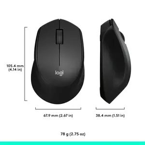 Logitech M331 Silent Plus Wireless Mouse, 2.4GHz with USB Nano Receiver, 1000 DPI Optical Tracking, 3 Buttons, PC/Mac/Laptop - Black