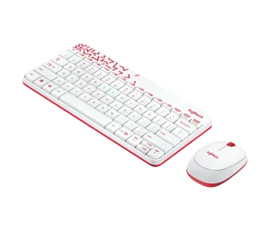 Logitech MK240 NANO Wireless Keyboard and Mouse Combo - White/Vivid Red