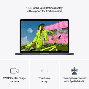 Apple MacBook Air M5 | 13 Inch Laptop, Apple M5, 10-Core, 16GB RAM, 512GB SSD, Backlit Keyboard, Touch ID, Midnight | MDHE4