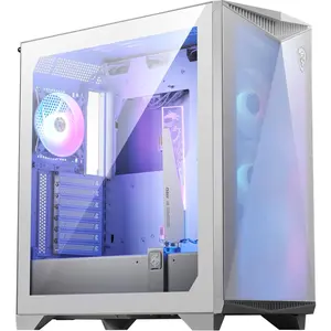 MSI MPG GUNGNIR 300R Airflor Mid-Tower E-ATX PC Case - 4x Pre-Installed 120mm ARGB Fans, Vertical GPU Support & Stand, Dust Filters - White