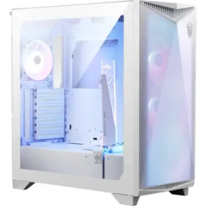 MSI MPG GUNGNIR 300R Airflor Mid-Tower E-ATX PC Case - 4x Pre-Installed 120mm ARGB Fans, Vertical GPU Support & Stand, Dust Filters - White