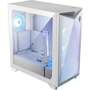 MSI MPG GUNGNIR 300R Airflor Mid-Tower E-ATX PC Case - 4x Pre-Installed 120mm ARGB Fans, Vertical GPU Support & Stand, Dust Filters - White