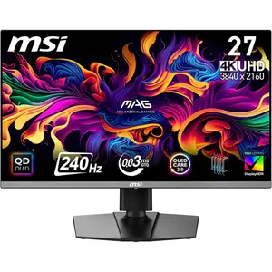 MSI MAG 272UP QD-OLED X24 27-Inch 4K UHD Gaming Monitor, 3840 x 2160, Quantum Dot OLED Panel, 240Hz, 0.03ms, DisplayHDR TRUE Black 400, AMD FreeSync Premium Pro, USB C (15W PD), Black