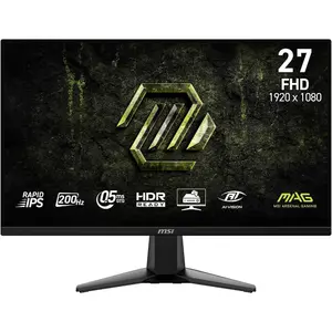 MSI MAG 275F E20 27 Inch FHD Gaming Monitor, Rapid IPS, 200Hz, 0.5ms, HDR Ready, AMD FreeSync™ Premium, Vesa Mount, Black