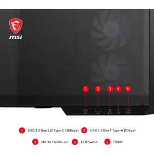 MSI MAG PANO M100R PZ Micro-ATX PC Case - 4x120mm ARGB Fans Pre-Installed with Hub Controller, USB 3.2 Gen 2x2 Type-C Port - Black