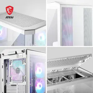 MSI MAG PANO M100R PZ Micro-ATX PC Case - 4x120mm ARGB Fans Pre-Installed with Hub Controller, USB 3.2 Gen 2x2 Type-C Port - White