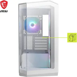 MSI MAG PANO M100R PZ Micro-ATX PC Case - 4x120mm ARGB Fans Pre-Installed with Hub Controller, USB 3.2 Gen 2x2 Type-C Port - White