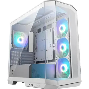 MSI MAG PANO M100R PZ Micro-ATX PC Case - 4x120mm ARGB Fans Pre-Installed with Hub Controller, USB 3.2 Gen 2x2 Type-C Port - White