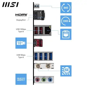 MSI PRO B850-S WIFI6E Motherboard, ATX - Supports AMD Ryzen 9000/8000 / 7000 Processors, AM5 - DDR5 Memory Boost (8200+ MT/s OC), PCIe 4.0 x16, M.2 Gen5, Wi-Fi 6E, 2.5G LAN