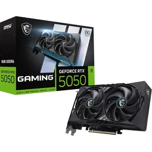 MSI Geforce RTX 5050 8G Gaming OC Graphics Card, 8GB GDDR6, 128-bit, Extreme Performance: 2647 MHz, DisplayPort x3 2.1a, HDMI 2.1b, NVIDIA Blackwell Architecture