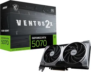 MSI GeForce RTX 5070 12G VENTUS 2X OC Graphics Card (12GB GDDR7, 192-bit, Extreme Performance: 2557 MHz, DisplayPort x3 2.1a, HDMI 2.1b, NVIDIA Blackwell Architecture)