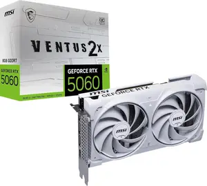 MSI GeForce RTX 5060 8G VENTUS 2X OC WHITE Graphics Card - 8GB GDDR7 ( 28Gbps / 128-bit ), PCIe 5.0, DUAL-Fan Thermal Design (2 x TORX FAN 5.0), HDMI 2.1b, DisplayPort 2.1b
